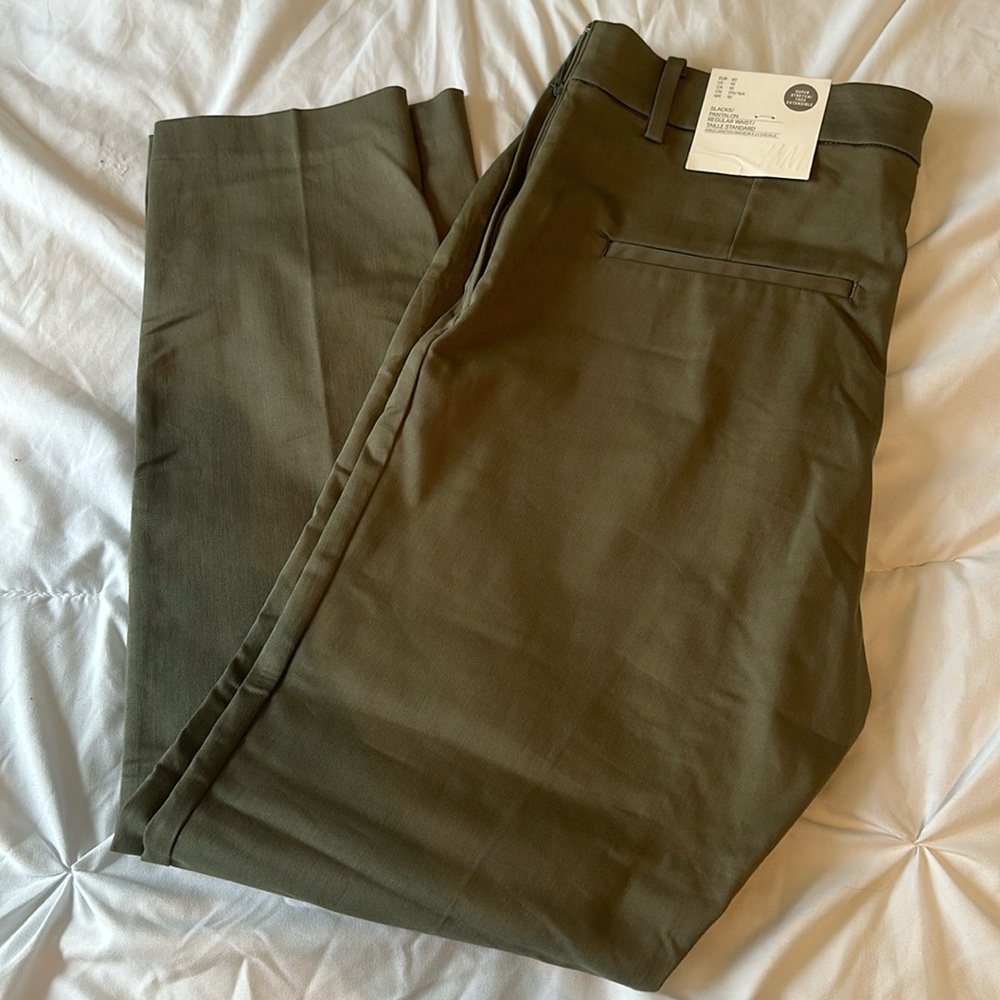 Army green ankle length H&M slacks